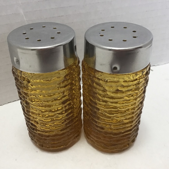 Vintage Amber Glass Soreno Salt and Pepper Shakers made by Anchor Hocking Glass - Picture 1 of 7
